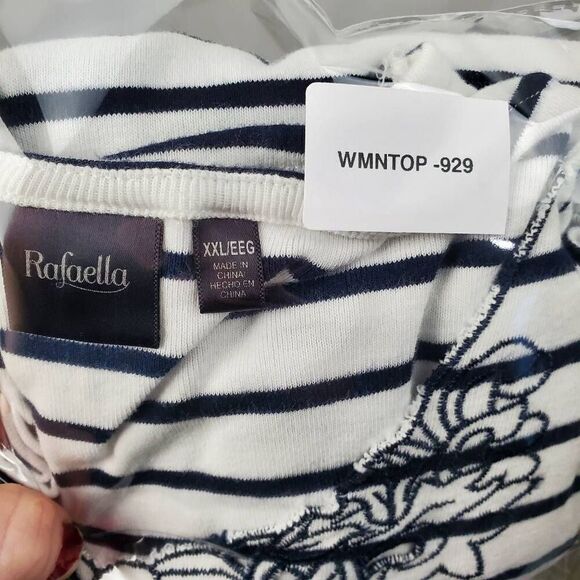 Rafaella Size XXL White/Blue Stripe Blouse Top - Picture 7 of 7